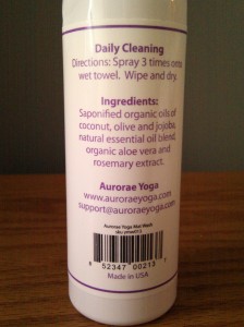 Aurorae Yoga Mat Spray Wash - ingredients